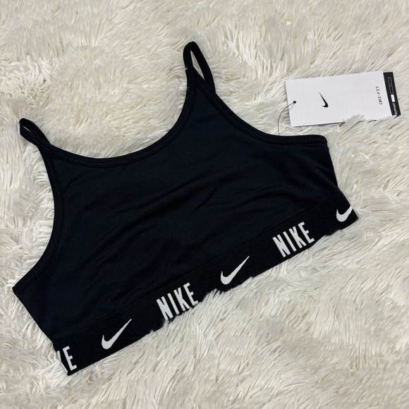 Nike One Big Kids' (Girls') Sports Bra Black & white NWT Size Medium - Picture 3 of 11